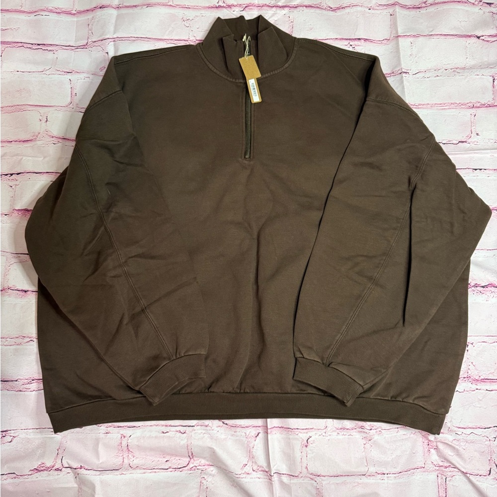 Skims Boyfriend Fleece Half Zip (Espresso)